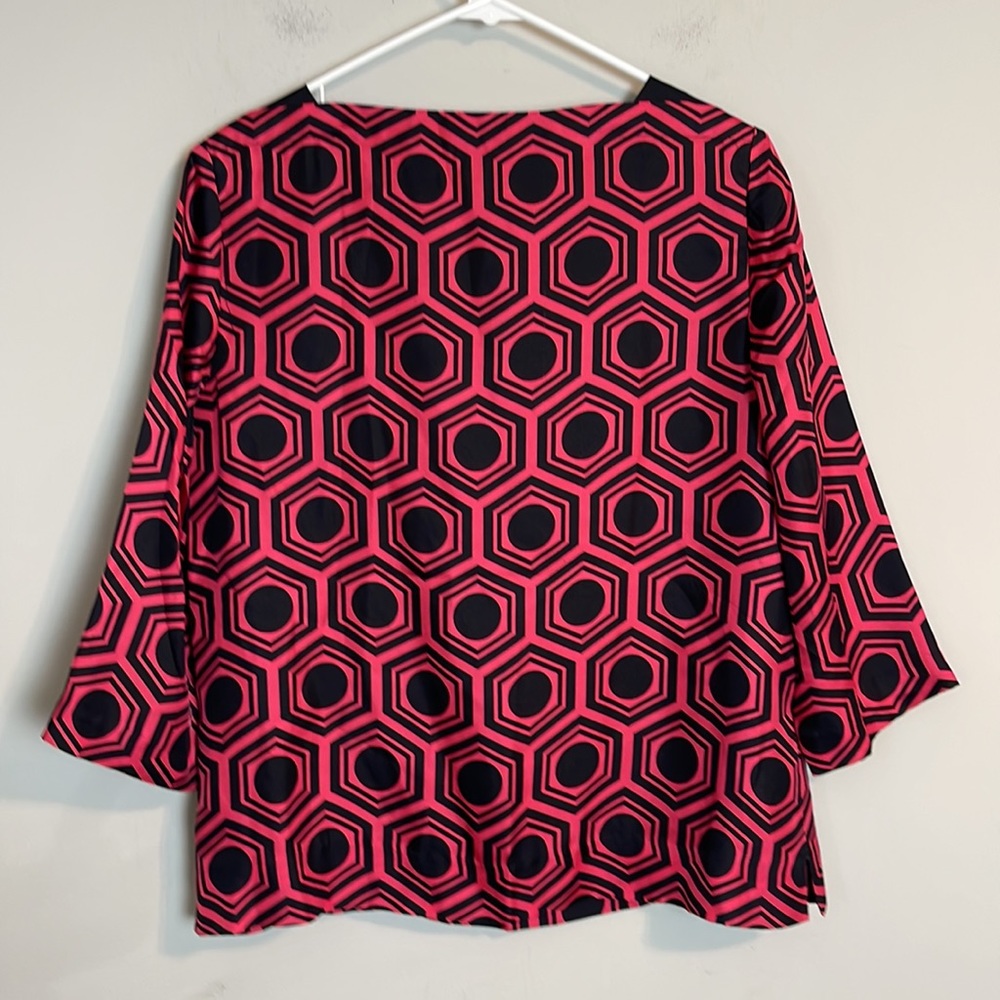 Milly of New York geometric silk blouse size 10 - Picture 5 of 10